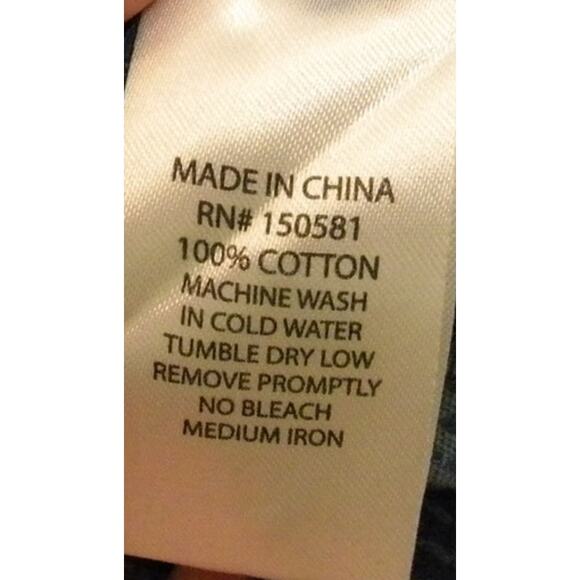 Flag & Anthem Men's Blue Checkered Button Up Long Sleeve Shirt 100% Cotton Large - Picture 5 of 5